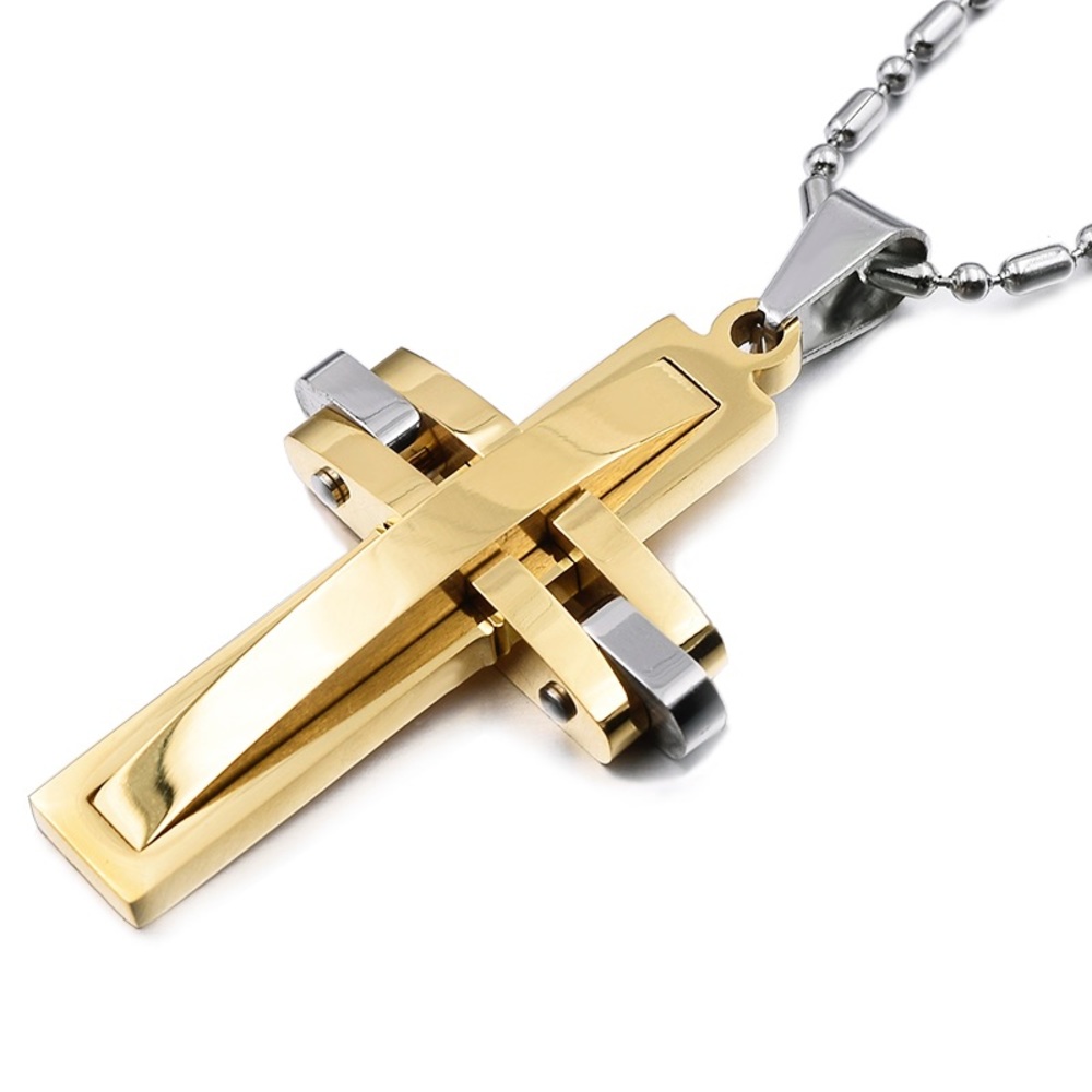 Unisex Stainless Steel Cross Pendant Necklace - Picture 2 of 12